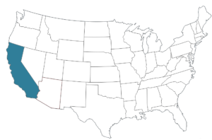 Karte der USA, Markierter Bundesstaat: Kalifornien