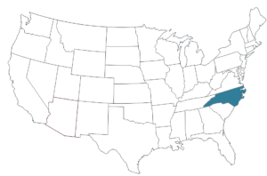 Karte der USA, Markierter Bundesstaat: North Carolina