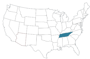 Karte der USA, Markierter Bundesstaat: Tennessee