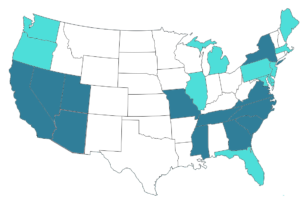 Bereits besuchte und demnächst geplante Besuche in den Bundesstaaten der USA
