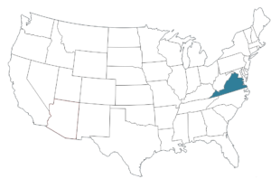 Karte der USA, Markierter Bundesstaat: Virginia